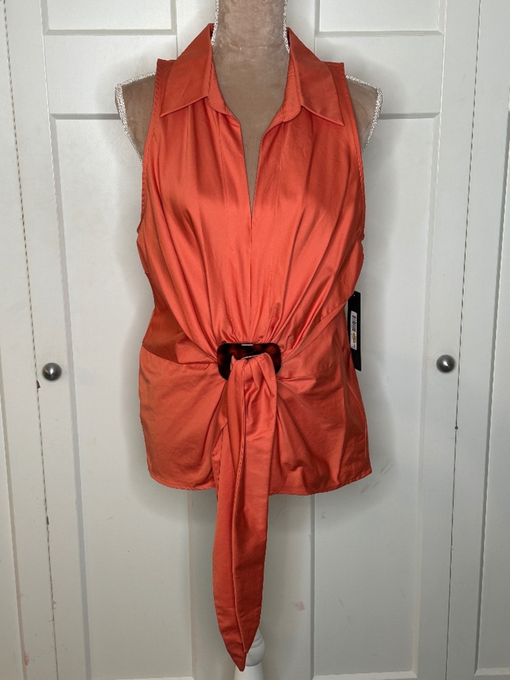 Donna Karan Tortoise Hardware Knot Top, Terracotta, Sz 14 NWT
